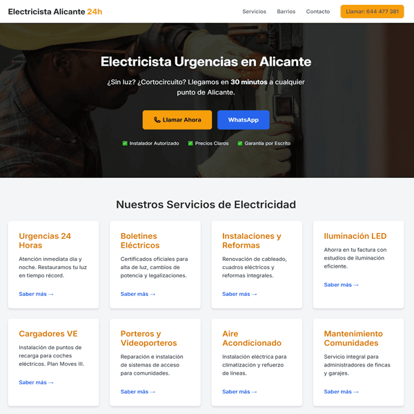 Web Electricistas Alicante urgentes