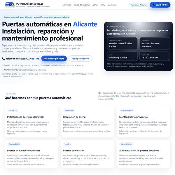 Web Puertas Automáticas ODG